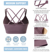 Cross Back Sports Bra Light Purple