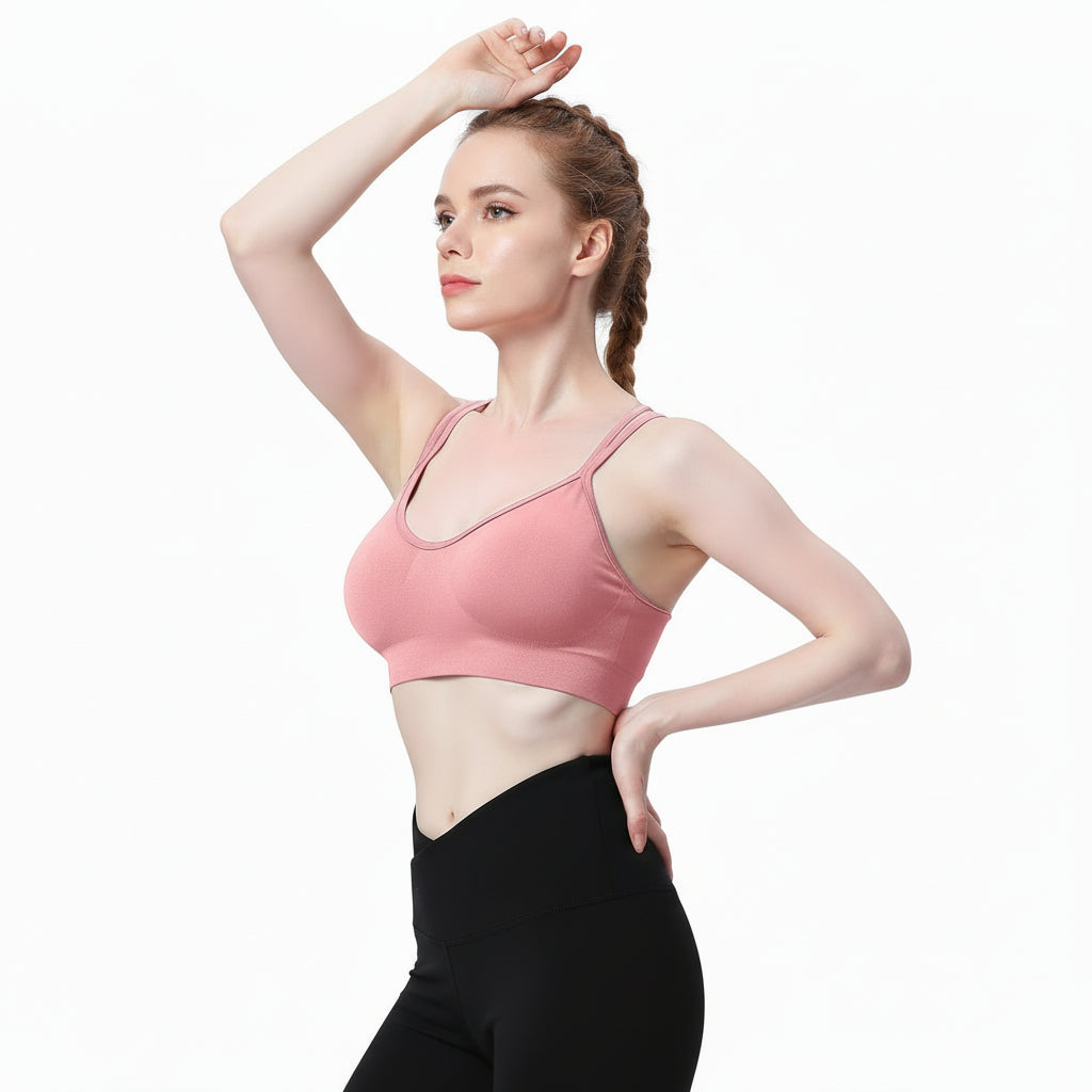Cross Back Sports Bra Pink