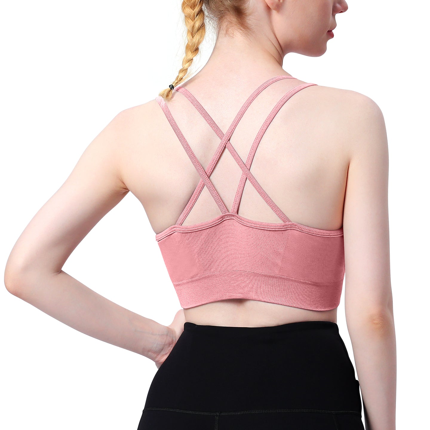 Cross Back Sports Bra Pink