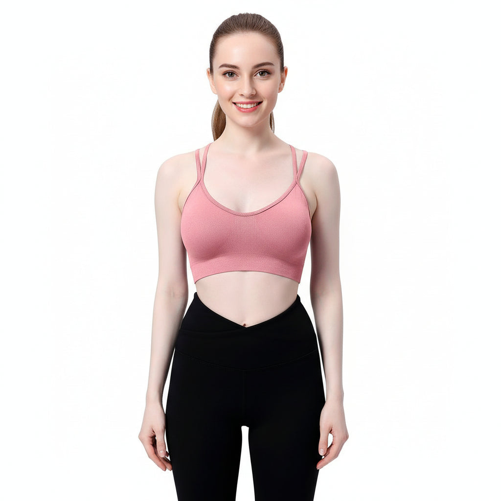 Cross Back Sports Bra Pink