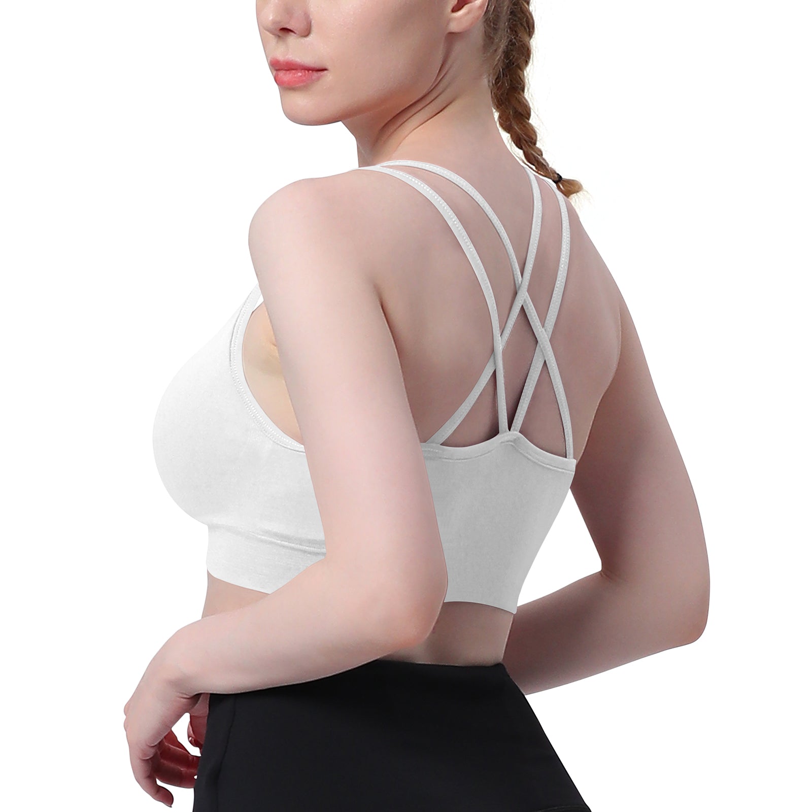 Cross Back Sports Bra White
