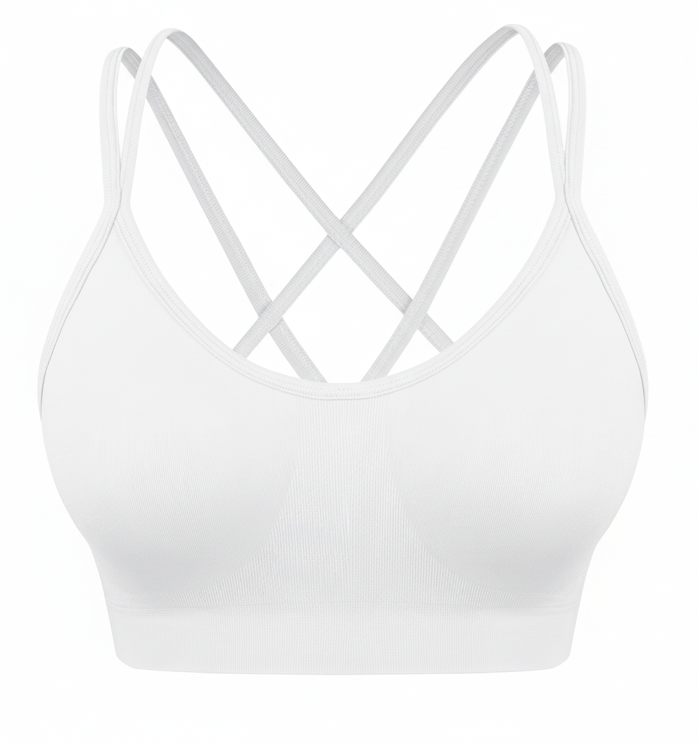 Cross Back Sports Bra White