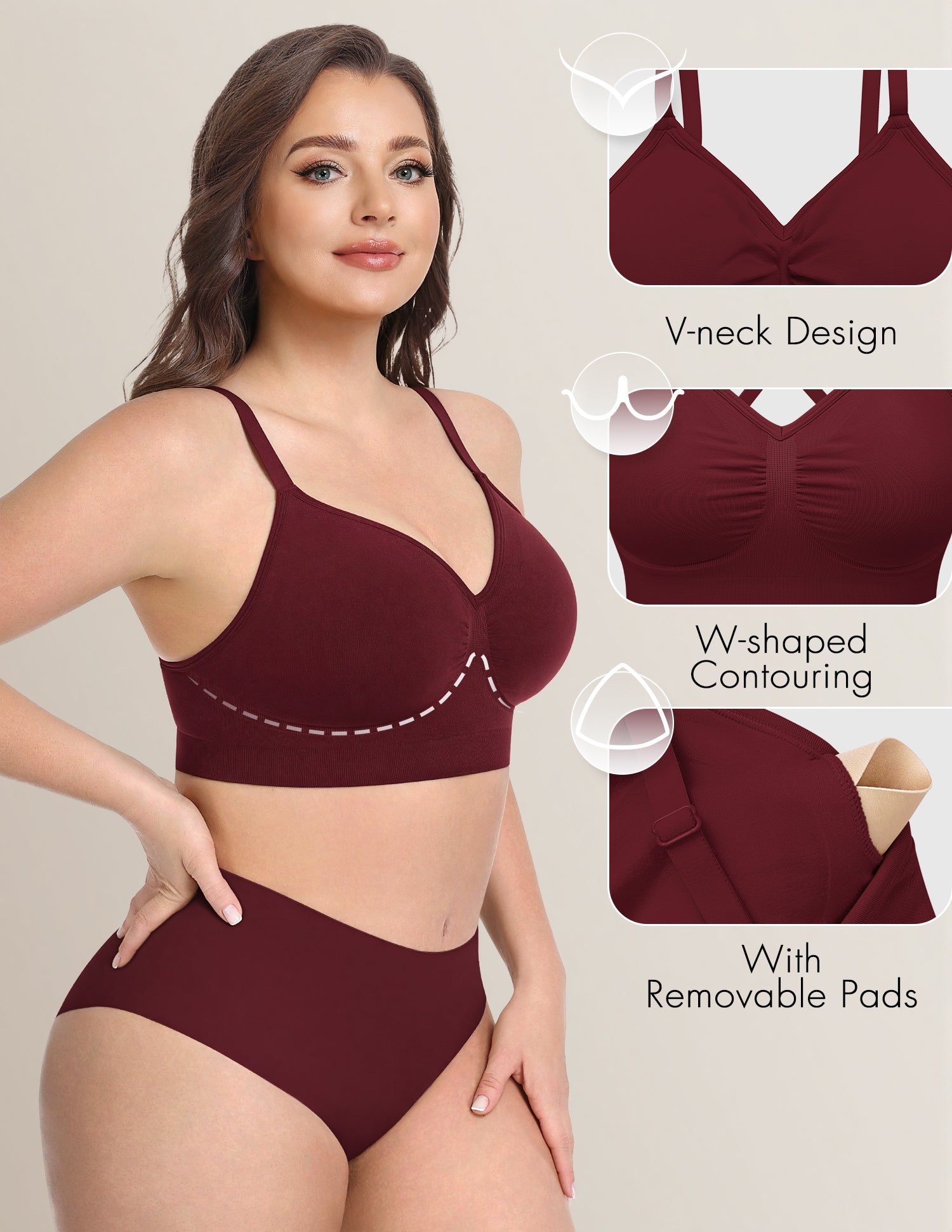 Deep V Wireless Comfortable Bra