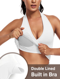 Halter V-Neck Wrap Workout Tank Top