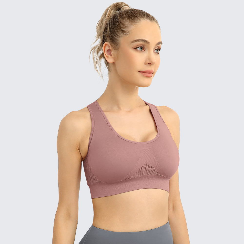 Racerback Sports Bra for Women Bean Paste