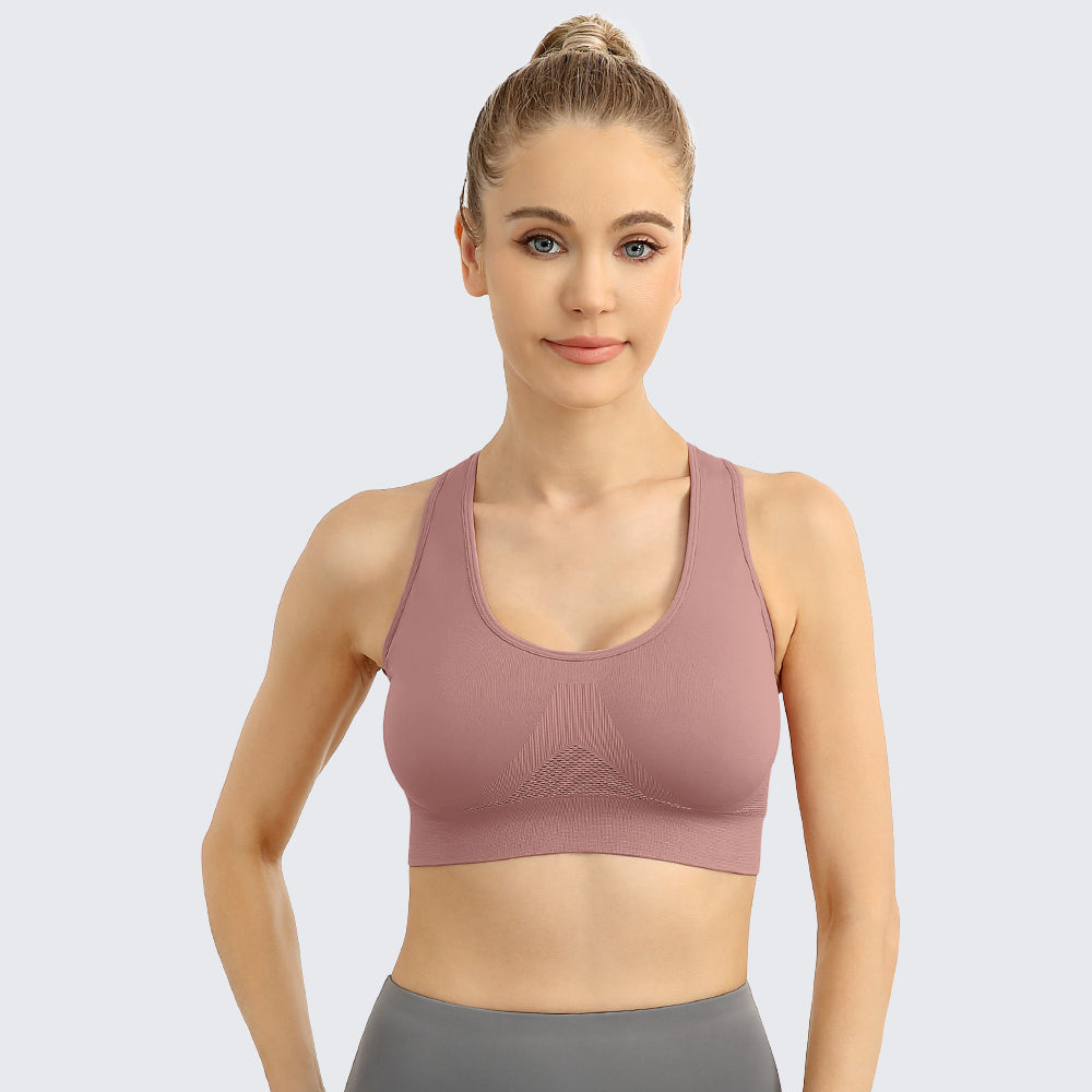 Racerback Sports Bra for Women Bean Paste