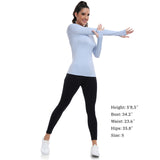 Seamless Workout Shirts for Women Long Sleeve Light Blue