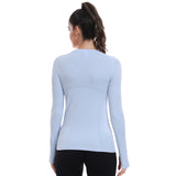 Seamless Workout Shirts for Women Long Sleeve Light Blue