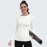 Seamless Workout Shirts for Women Long Sleeve White