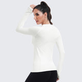 Seamless Workout Shirts for Women Long Sleeve White