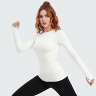 Seamless Workout Shirts for Women Long Sleeve White