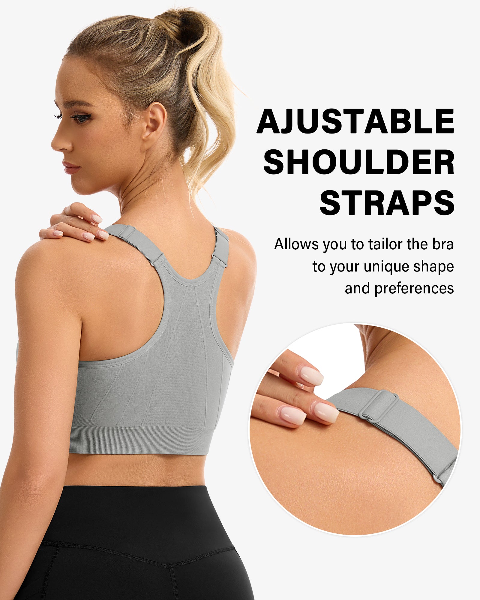 Shockproof Zip Front Workout Bra