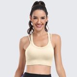 Sports Bras for Women High Support Ribbed Strappy Running Sports Bra Beige