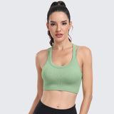 Sports Bras for Women High Support Ribbed Strappy Running Sports Bra Green