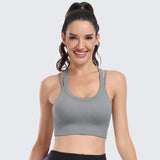 Sports Bras for Women High Support Ribbed Strappy Running Sports Bra Grey