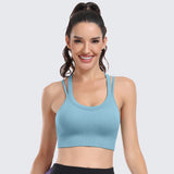 Sports Bras for Women High Support Ribbed Strappy Running Sports Bra Light Blue