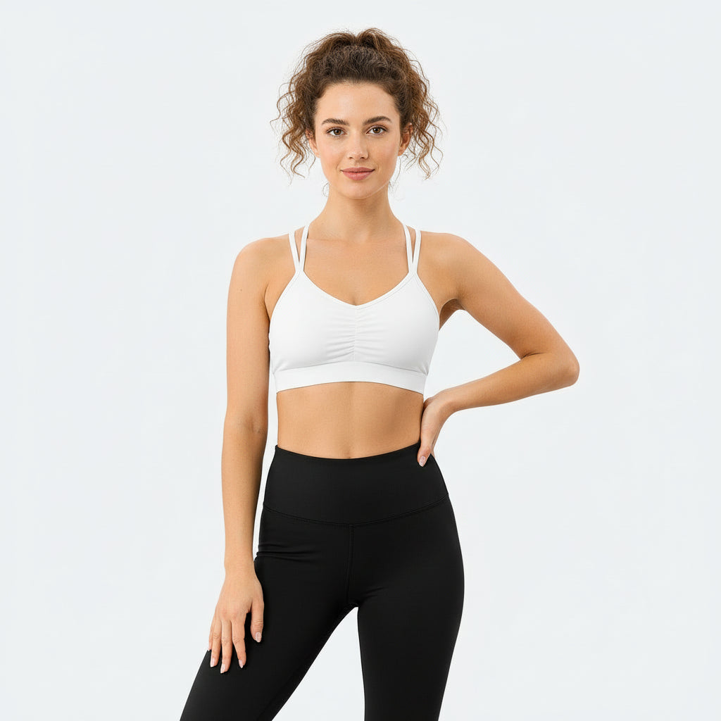 Sports Ruched V Neck Bra