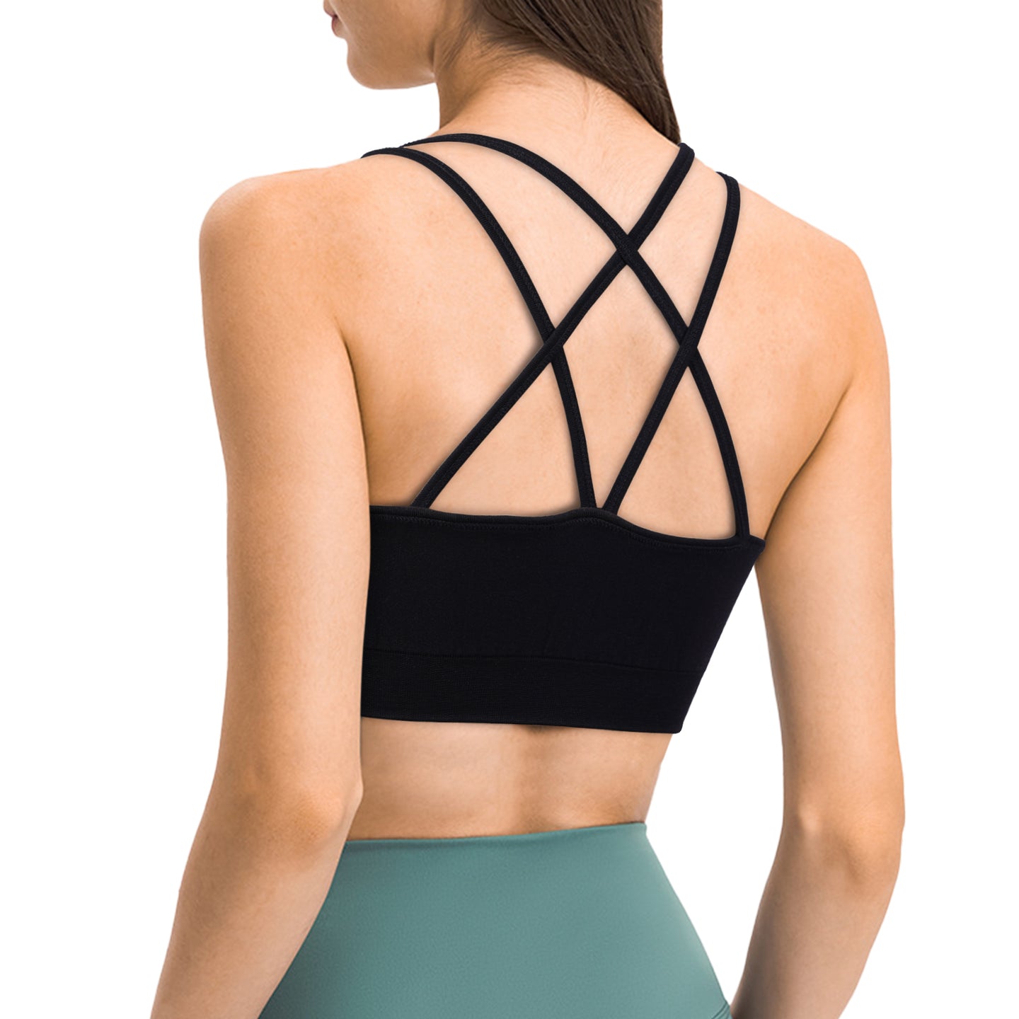 Sports Ruched V Neck Bra Black