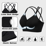 Sports Ruched V Neck Bra Black