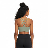 Sports Ruched V Neck Bra Green