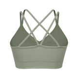 Sports Ruched V Neck Bra Green