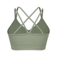 Sports Ruched V Neck Bra Green