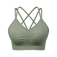Sports Ruched V Neck Bra Green