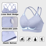 Sports Ruched V Neck Bra Light Purple