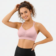 Sports Ruched V Neck Bra Pink