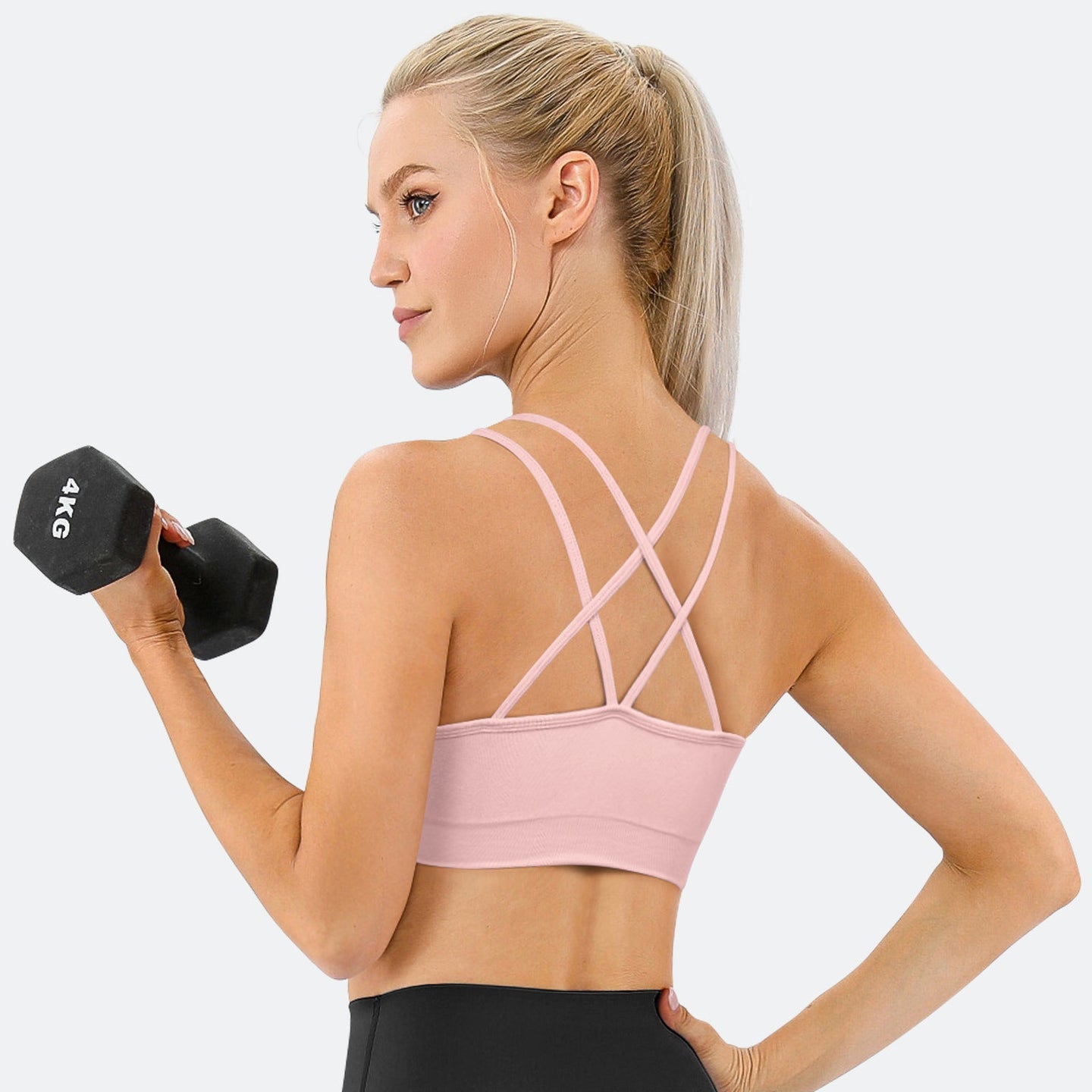 Sports Ruched V Neck Bra Pink