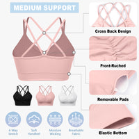 Sports Ruched V Neck Bra Pink