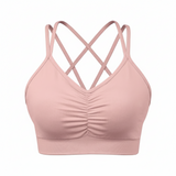 Sports Ruched V Neck Bra Pink
