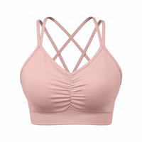 Sports Ruched V Neck Bra Pink