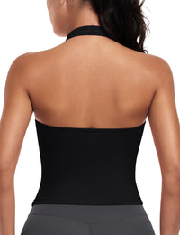 V Neck Open Back Crop Halter Tank Top Yoga Workout Camisole