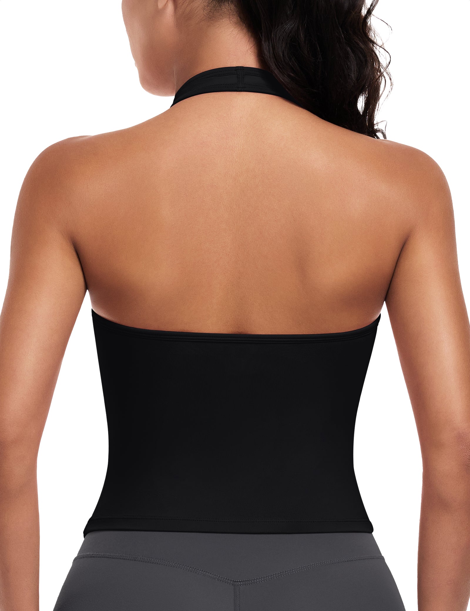 V Neck Open Back Crop Halter Tank Top Yoga Workout Camisole