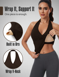 WANAYOU Women Halter Crop Tank Top with Built in Bra