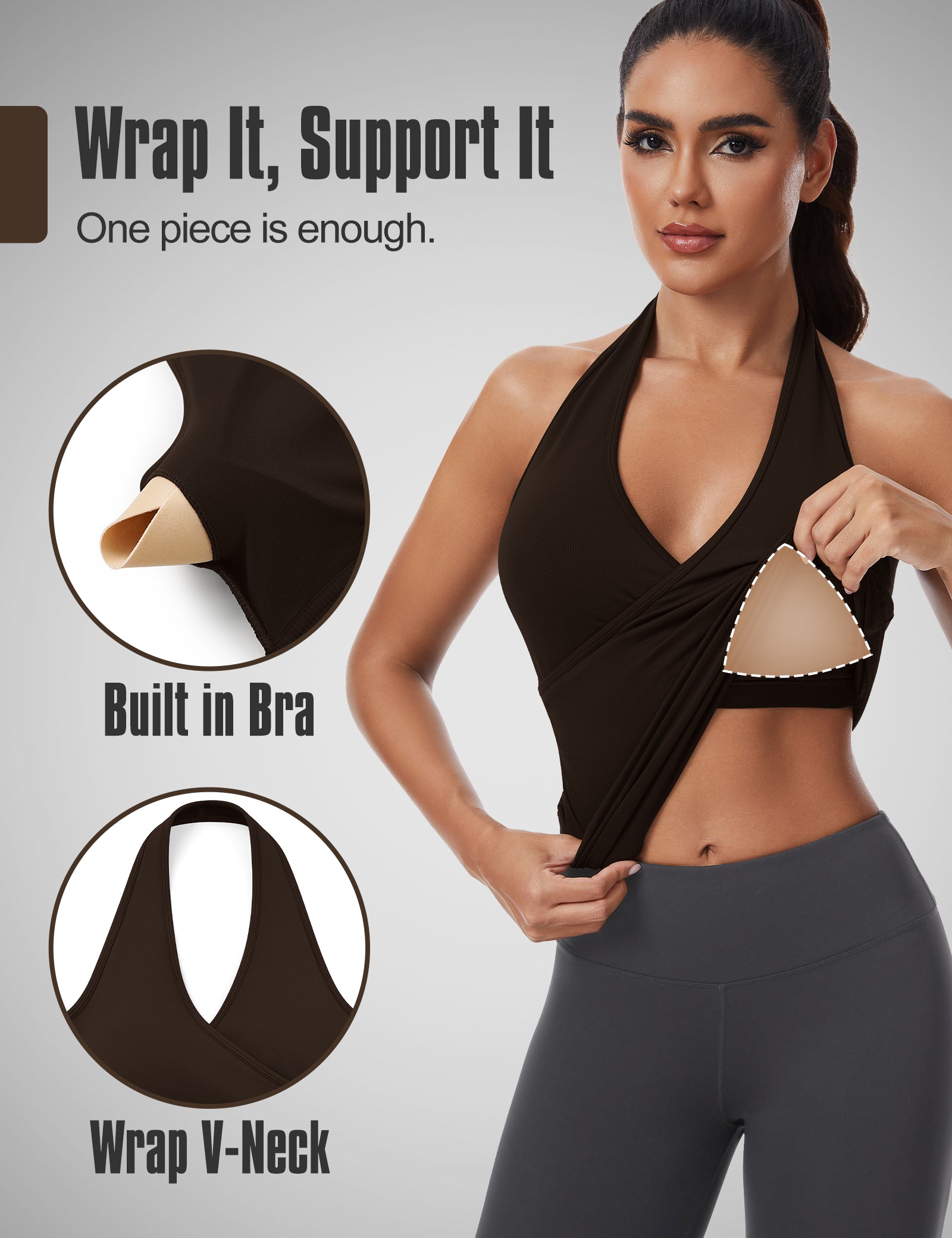 WANAYOU Women Halter Crop Tank Top with Built in Bra