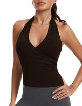 WANAYOU Women Halter Crop Tank Top with Built in Bra