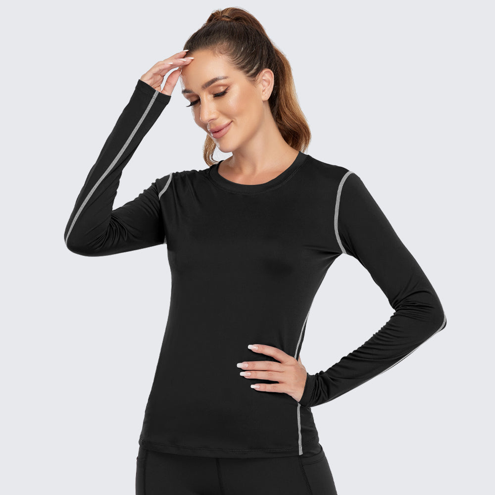 Women's Shirt Long Sleeve Dry Fit Workout Tops Black