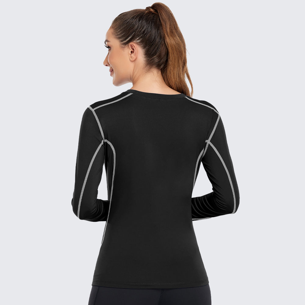 Women's Shirt Long Sleeve Dry Fit Workout Tops Black