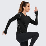 Women's Shirt Long Sleeve Dry Fit Workout Tops Black