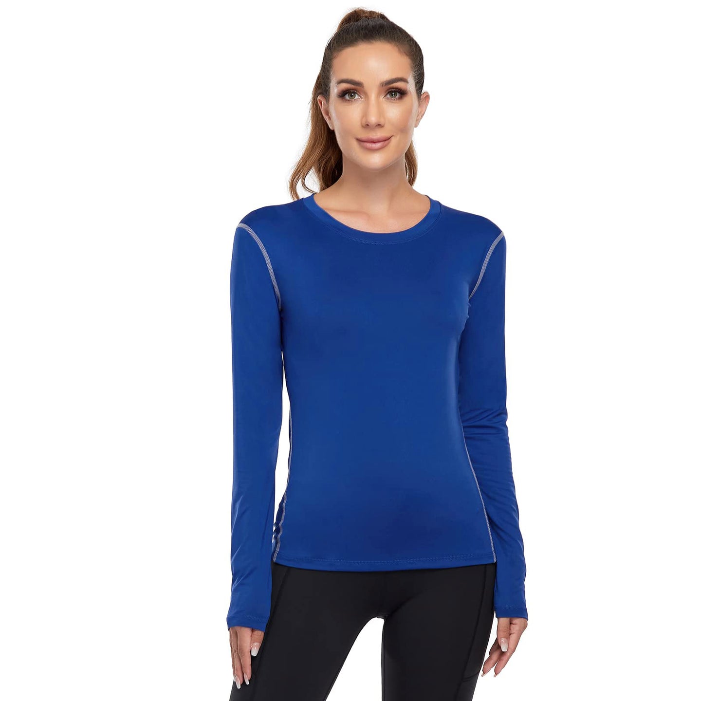 Women's Shirt Long Sleeve Dry Fit Workout Tops Blue