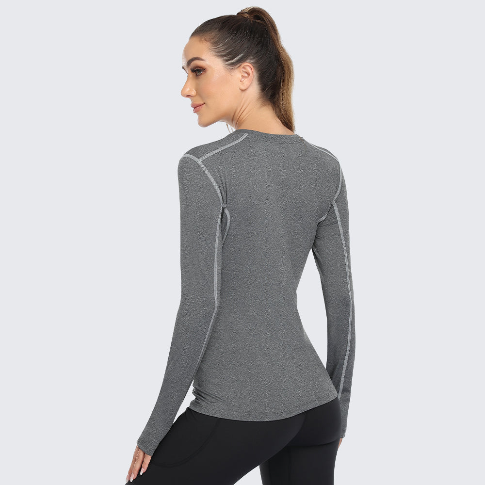 Women's Shirt Long Sleeve Dry Fit Workout Tops Grey