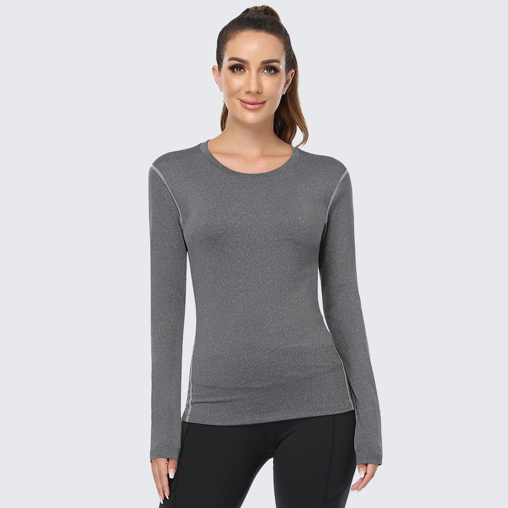 Women's Shirt Long Sleeve Dry Fit Workout Tops Grey
