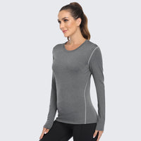 Women's Shirt Long Sleeve Dry Fit Workout Tops Grey