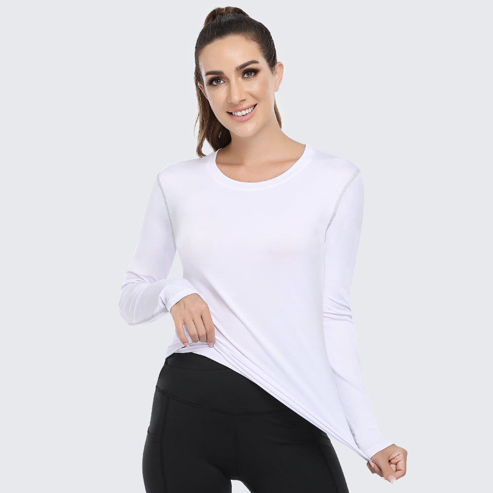 Women's Shirt Long Sleeve Dry Fit Workout Tops White