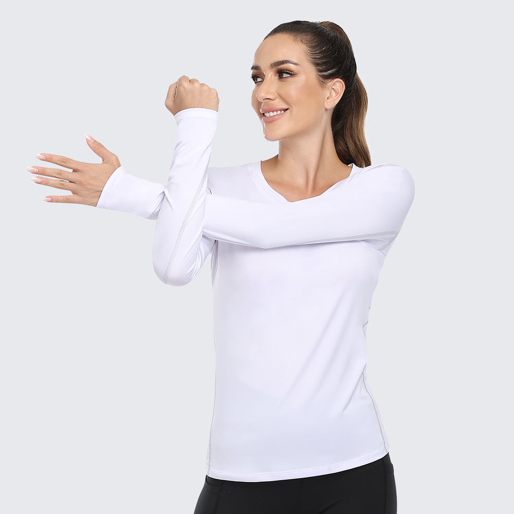 Women's Shirt Long Sleeve Dry Fit Workout Tops White