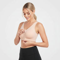 Women's Zip Front Active Yoga Sports Bras Beige