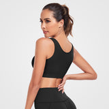 Women's Zip Front Active Yoga Sports Bras Black