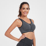 Women's Zip Front Active Yoga Sports Bras Grey
